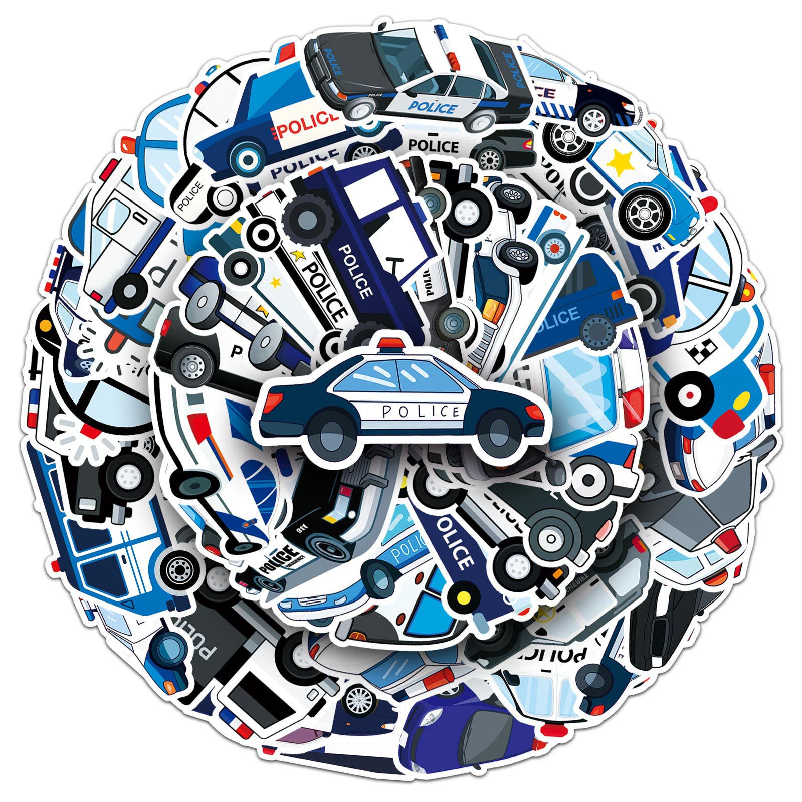 50 قطعة سيارة الشرطة الكرتون م - مراجعة Car Accessories For Boys وسعره
